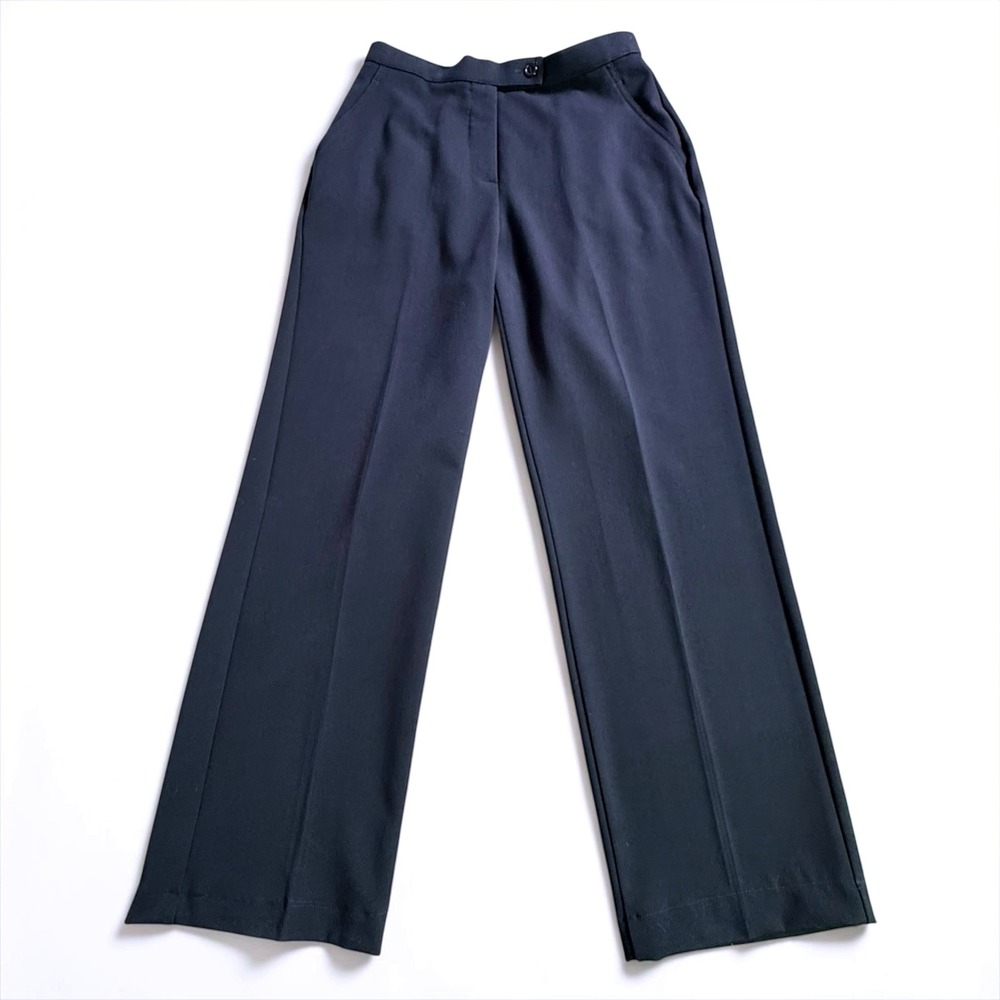 Investments Navy Blue Wide Leg Dress Pants Womens 6S High Rise Pleated Trousers